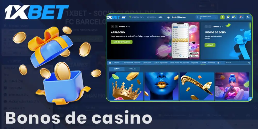 Información sobre bonos de casino en 1xBet